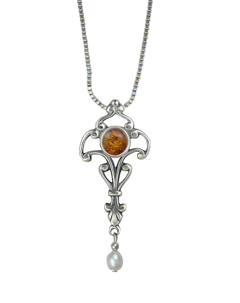 Sterling Silver Necklace With Amber